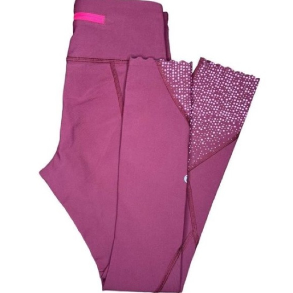 Lululemon Reflective Maroon and Pink Crop Leggings